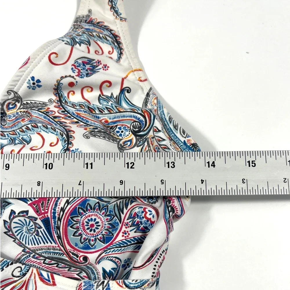Nip Tuck Swim Louise One Piece Swimsuit Size 6 White Paisley Tummy Control‎ EUC